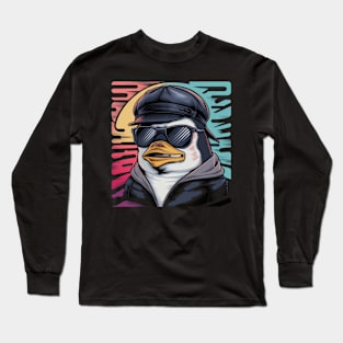 Sulky Penguin Japanese Art Print Long Sleeve T-Shirt